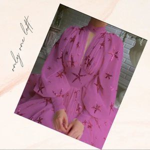 Chiffon Long Dress Star Flaring Halter Full Sleeve Women Loose Ball Gown Maxi Dr